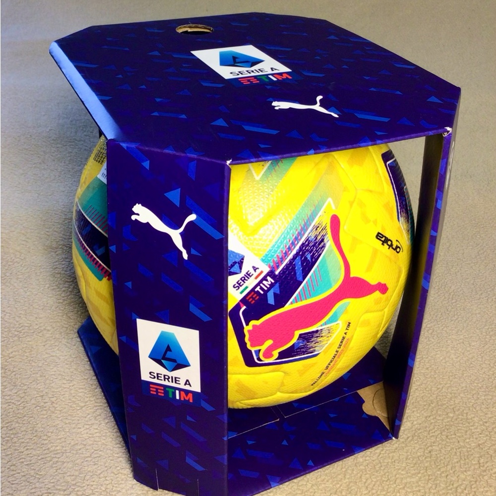 New $150 Puma Orbita 1 TB 23-24 Serie A Hi-Vis Yellow Official Match Ball Soccer